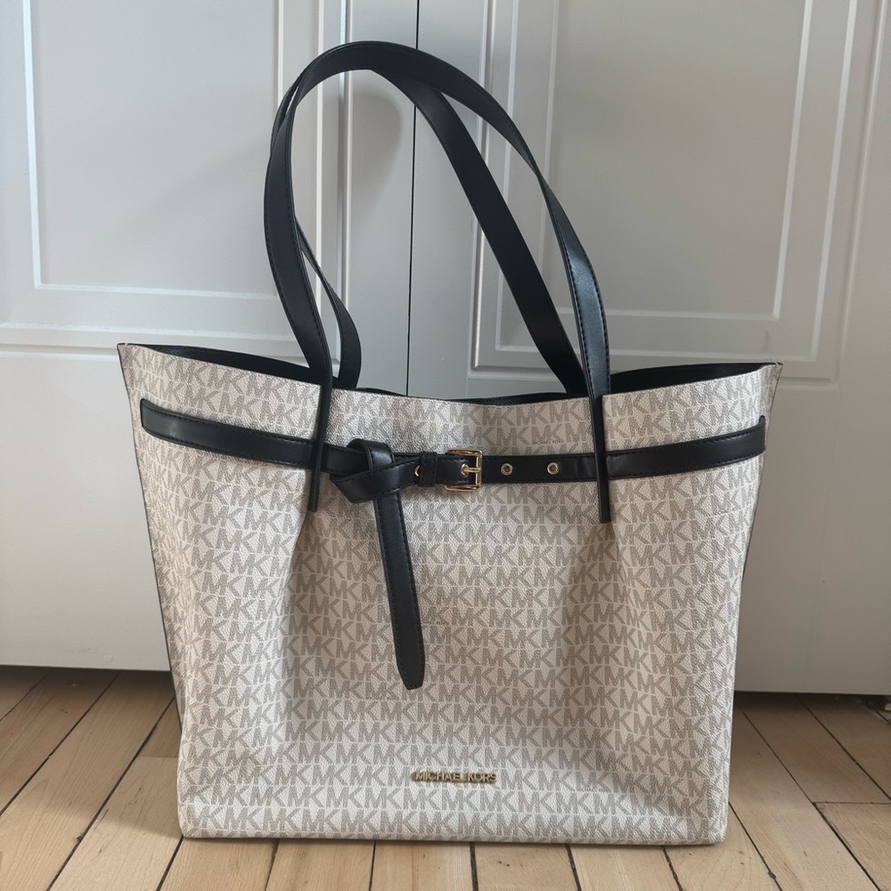 Michael Kors Cream and Black Monogram Tote